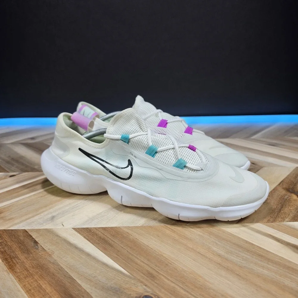 Nike Free RN 5.0 White Purple Teal Athletic Low Top Shoes Mens 12.5 CI9921-102